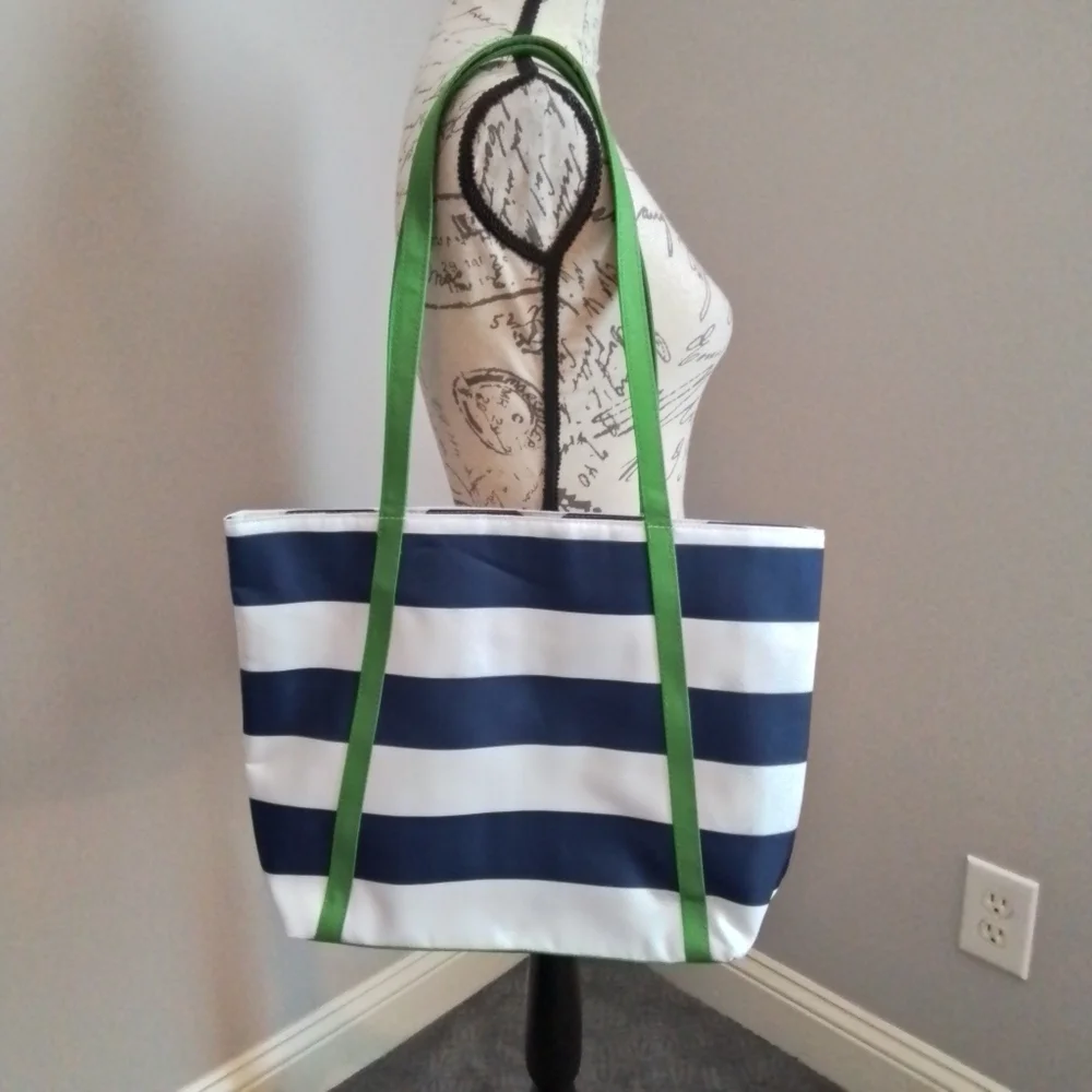 Clinique X Kate Spade New York Tote Blue & White Striped & Green